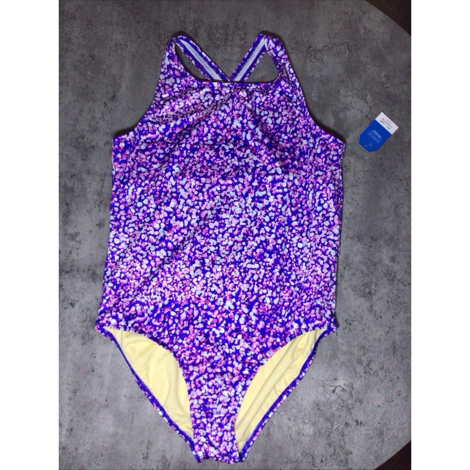 Girls Xl 14-16 Lands End 1 Pee Swimsuit -Purple And Pink Creora Lands End
